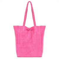 VERA PELLE torebka damska zamszowa shopper z rzemykami na ramię V462 fuksja