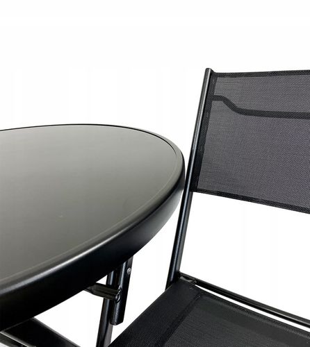 MEBLE NA BALKON TARAS SKŁADANE KOMPLET ZESTAW TASOS 2-OS 60 L CZARNY na Arena.pl