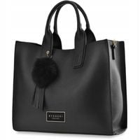Klasyczna TORBA Torebka MONNARI SHOPPER Duża Czarna Pojemna 3 Komorowa Logo