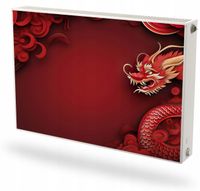 Mata magnetyczna ozdobna na grzejnik na wymiar CHIŃSKI SMOK CZERWONY 60x100
