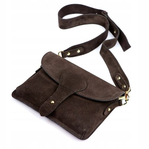 Torebka skórzana zamszowa INSTAGRAMKA XL HIT LUKA ciemny brąz na Arena.pl