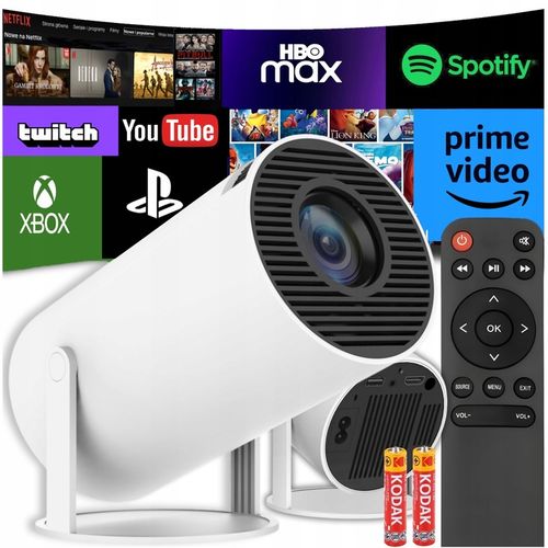 PROJEKTOR RZUTNIK ANDROID TV WIFI MINI 4K PRZENOŚNY SMART GŁOŚNIK OBROTOWY na Arena.pl