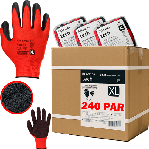 rękawice robocze mercator tech red+black latex - xl - 240 par na Arena.pl