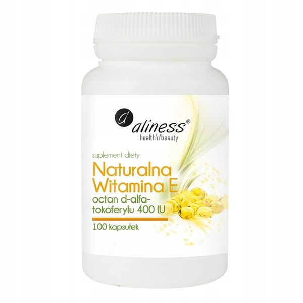 Aliness Naturalna Witamina E 400IU D-alfa-tokoferyl MŁODOŚĆ PŁODNOŚĆ 100kap zdjęcie 5