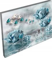 OBRAZ na płótnie Kwiaty w turkusach peonie 120x80