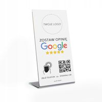 Stojak, STAND NFC, Kod QR do opinii Google Tabliczka Prezenter z logo firmy