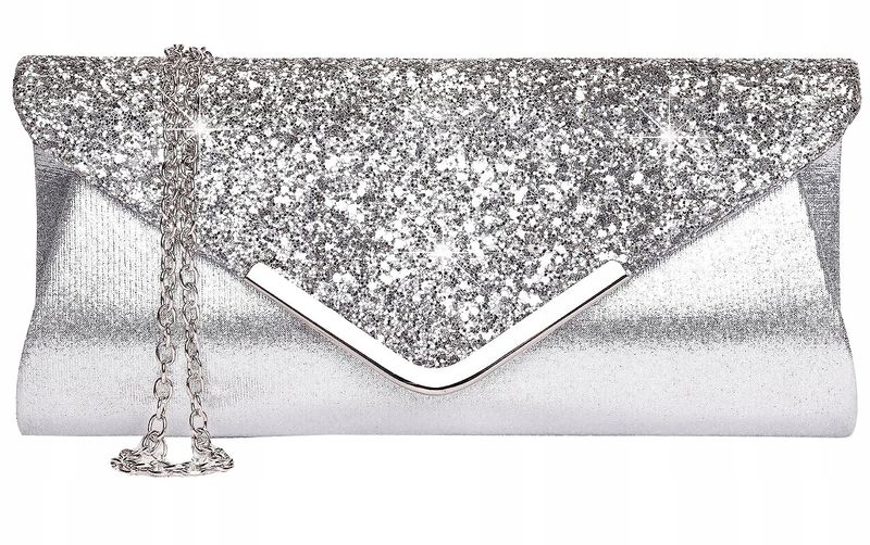 Kopertówka Torebka Wieczorowa Srebrna Wizytowa zdjęcie 6