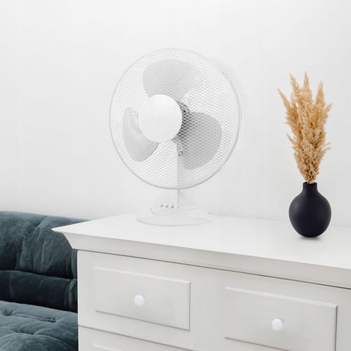 WENTYLATOR BIURKOWY WIATRAK STOJĄCY BIUROWY CICHY MOCNY BIAŁY MAŁY 3 TRYBY na Arena.pl