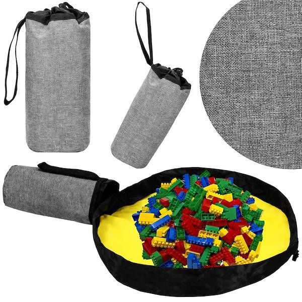 Kosz do przechowywania zabawek pojemnik z uchem szaro-żółty zdjęcie 2