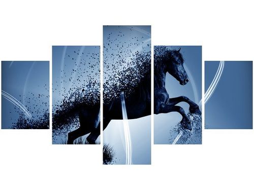 75CM 120 OBRAZ 5 ELEM NIEBIESKI KOŃ GMENTARYZACJA JAKUB BANAŚ ŚCIENNY DRUK na Arena.pl