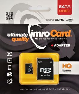 Karta pamięci MicroSDHC IMRO 64GB CL10 + Adapter