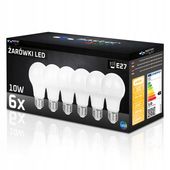 6x Żarówka LED E27 10W biały neutralny 4000K 800lm kula A60 PREMIUM