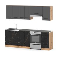 Zestaw Kuchenny Modułowy Z Blatem Mokka 2.4m Wotan Szara Mat San Sebastian