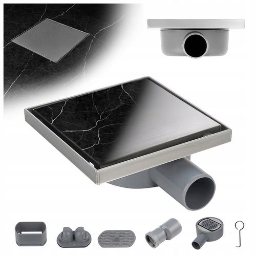 ODPŁYW LINIOWY KWADRATOWY 15x15 CM INOX OBROTOWY NISKI SYFON 360 DL07 FIX na Arena.pl