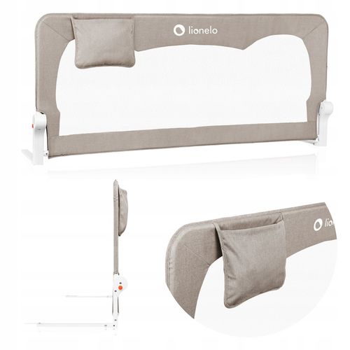 Barierka BRAMKA ZABEZPIECZAJĄCA do łóżka WYSOKA 150x66cm BEŻ Lionelo na Arena.pl