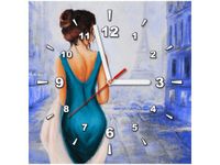 30X30CM ZEGAR ŚCIENNY FRANCUZKA SUKNI OBRAZ MALOWANE