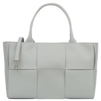 VERA PELLE torebka skórzana klasyczna pleciona z paskiem V623 j.szara