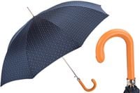 PARASOL WZÓR KRAWATOWY Z POMARAŃCZOWĄ SKÓRZANĄ RĄCZKĄ Luksusowy Parasol