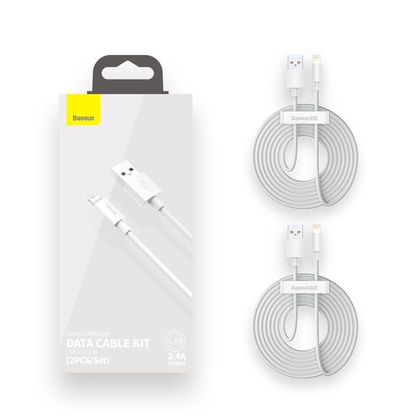 kabel usb do lightning baseus simple wisdom, 2.4a, 1.5m (biały) 2szt. zdjęcie 10