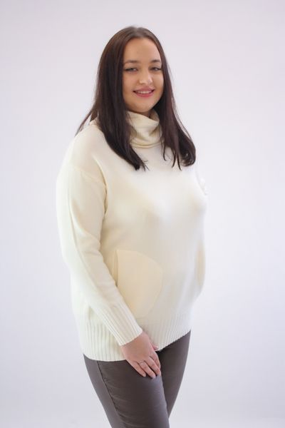 Sweter Golf z Kieszeniami Kremowy UNI zdjęcie 5