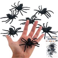 Sztuczne pająki, czarne, dekoracja Halloween, realistyczne, 6szt//kpl