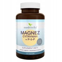 MEDVERITA MAGNEZ CYTRYNIAN + P-5-P 100 kaps MIĘŚNIE SKURCZE SYNTEZA BIAŁEK