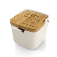 Cukiernica porcelanowa biała z łyżeczką + GRAWER PREZENT DLA BABCI