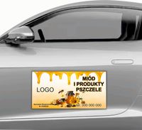 MAGNES na samochód reklamowy MATA MAGNETYCZNA 30x60 MIÓD PRODUKTY PSZCZELE