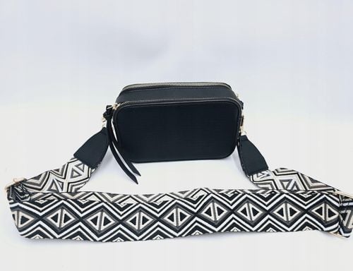 Sara Moda - torebka listonoszka skóra ekologiczna pasek BOHO czarny 1979 na Arena.pl