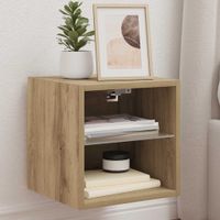 Ścienna szafka TV z LED, dąb artisan, 30x28,5x30 cm