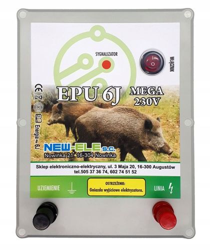 Elektryzator pastuch ogrodzeniowy EPU 6J 230V PODŁĄCZENIE TYLKO DO PRĄDU na Arena.pl