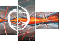 100CM 70CM ZEGAR 3 ELEM TANIEC PŁOMIENIACH ŚCIENNY OBRAZ