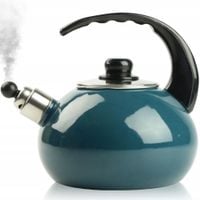 CZAJNIK EMALIOWANY NOWOCZESNY TURKUSOWY Z GWIZDKIEM STAL 2,5 L INDUKCJA GAZ