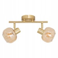 LAMPA SUFITOWA ZŁOTA SZKLANA 2 PUNKTY ŚWIATŁA Z REGULOWANYM OŚWIETLENIEM