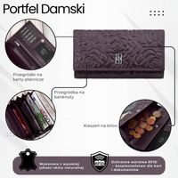 duży portfel damski skórzany przestronny burgundowy
