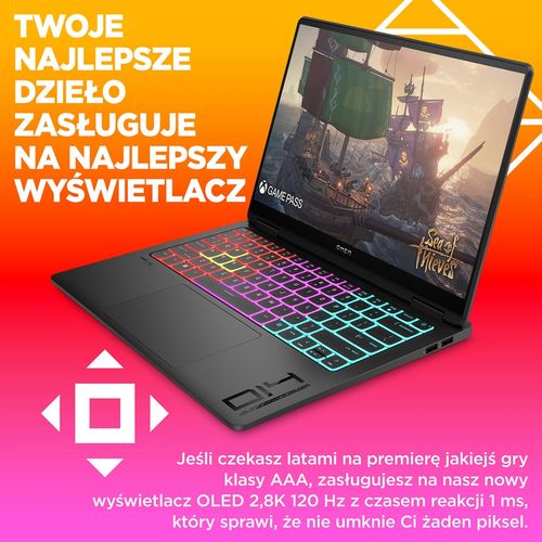 HP OMEN Transcend 14 3K OLED 120Hz Intel Core Ultra 9 285H 16-rdzeni 32GB LPDDR5x 1TB SSD NVMe NVIDIA GeForce RTX 5070 8GB W11 na Arena.pl