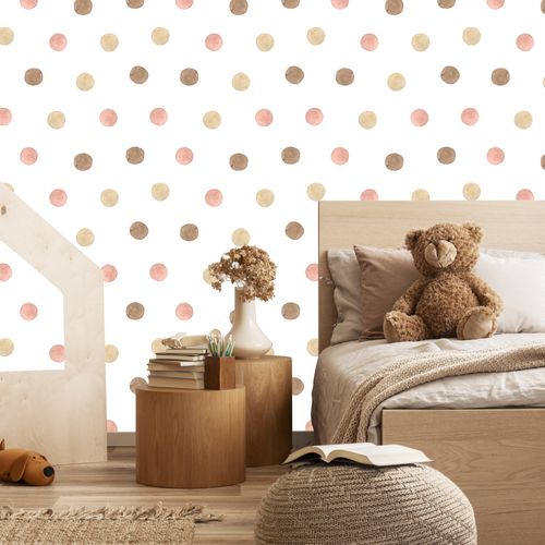 Tapeta Dziecięca W Stylu Boho Akwarelowe KROPKI Pastelowe Groszki na Arena.pl