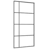 Drzwi przesuwne, szkło ESG i aluminium, 102,5x205 cm, czarne