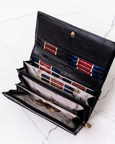 PETERSON portfel damski skórzany elegancki lakierowany P213 czarny na Arena.pl