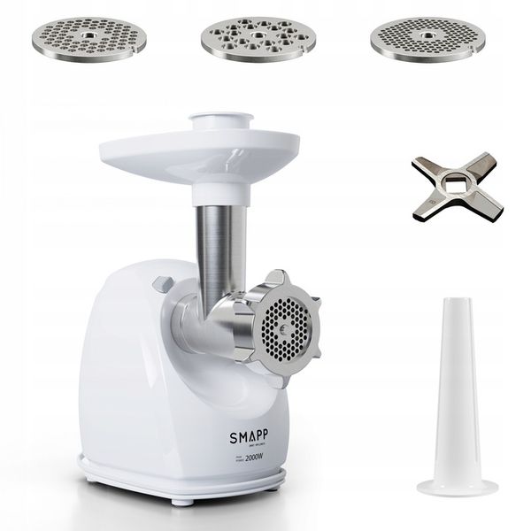 Maszynka do mielenia mięsa SMAPP + nadziewarka BIAŁA EBOOK 2000 W zdjęcie 7