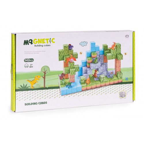 KLOCKI MAGNETYCZNE 142 ELEMENTY DLA DZIECI Z DINOZAURAMI na Arena.pl