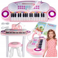 PIANINO ORGANY KEYBOARD DUŻE dzieci TABORET z mikrofonem NAGRYWANIE 37 klaw