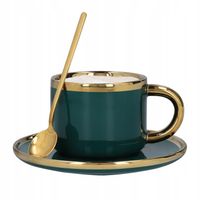 Filiżanka SINNES szmaragdowa ze spodkiem i łyżeczką 0,25 l HOMLA