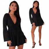 Kombinezon damski z brokatem elegancki wieczorowy luźny kopertowy