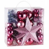 BOMBKI CHOINKOWE 6/4/3cm 77SZT ZESTAW ROŻOWY