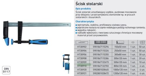 Ścisk stolarski  800 x 120 mm na Arena.pl