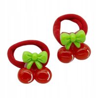 Zestaw dziewczęcych gumek wisienki czerwony 2,5cm