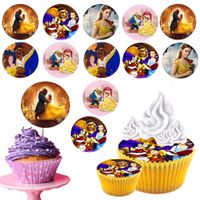 OPŁATEK na BABECZKI MUFFINKI zestaw na urodziny 12szt. - PIĘKNA I BESTIA