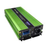 Qoltec Przetwornica napięcia samochodowa ładowanie baterii UPS 2000W 1000W 12V na 230V Czysty Sinus LCD