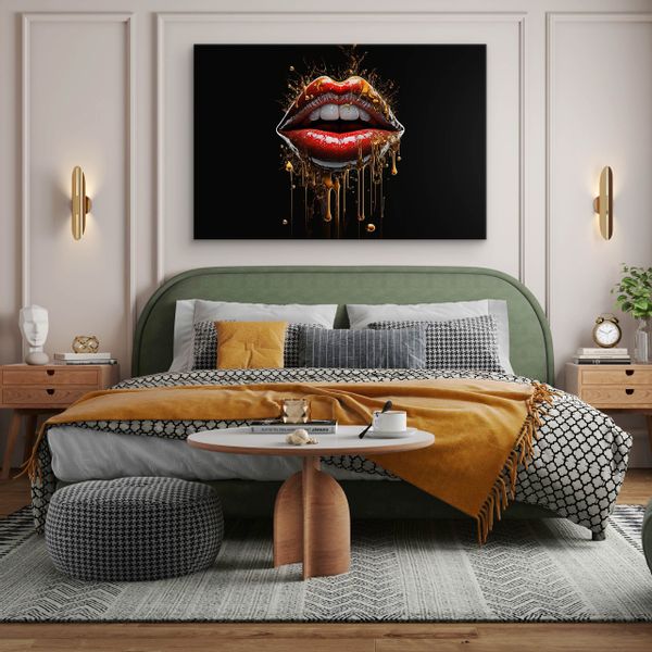 Obraz Ścienny Czerwone USTA Abstrakcja 3D Dekoracja Płótno Canvas 100cm x 70cm zdjęcie 5